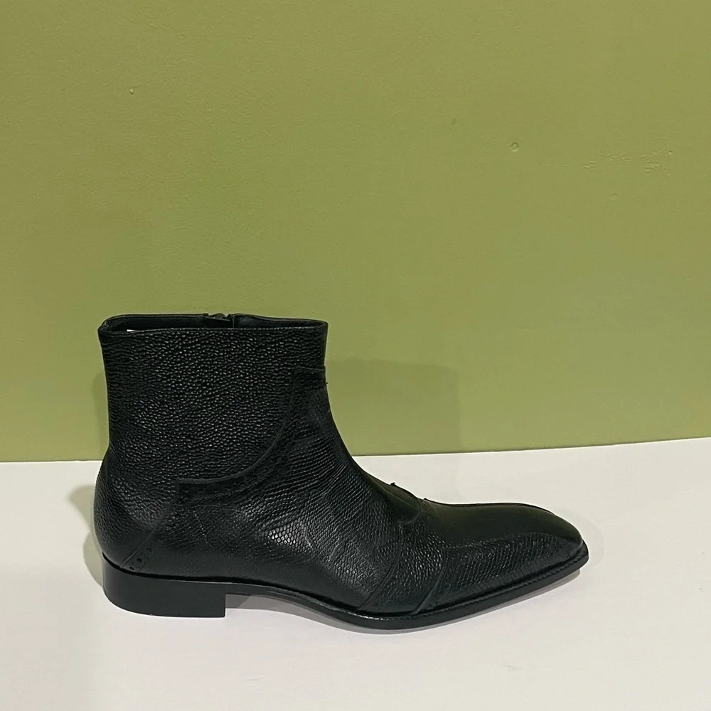 Duca boot black point toe side zipper Italian leather